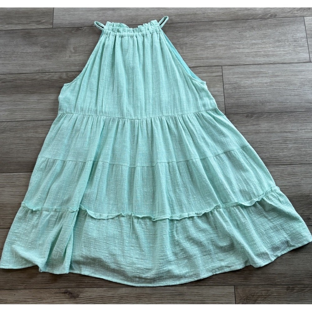 Pink Lily Boutique Woman's Mint Green Tiered Sleeveless Lined Dress Size XL